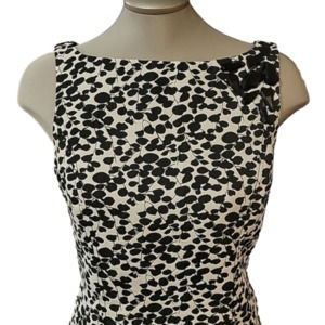 Jessica Simpson dress, black white, floral pattern, sleeveless, beading, size 10